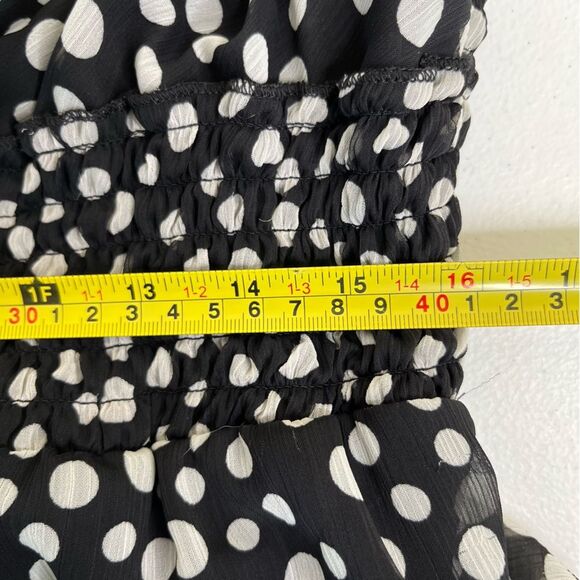 Mlle Gabrielle Black White Polka Dot Surplice Sleeveless Chiffon Dress Women 2X - Picture 13 of 16